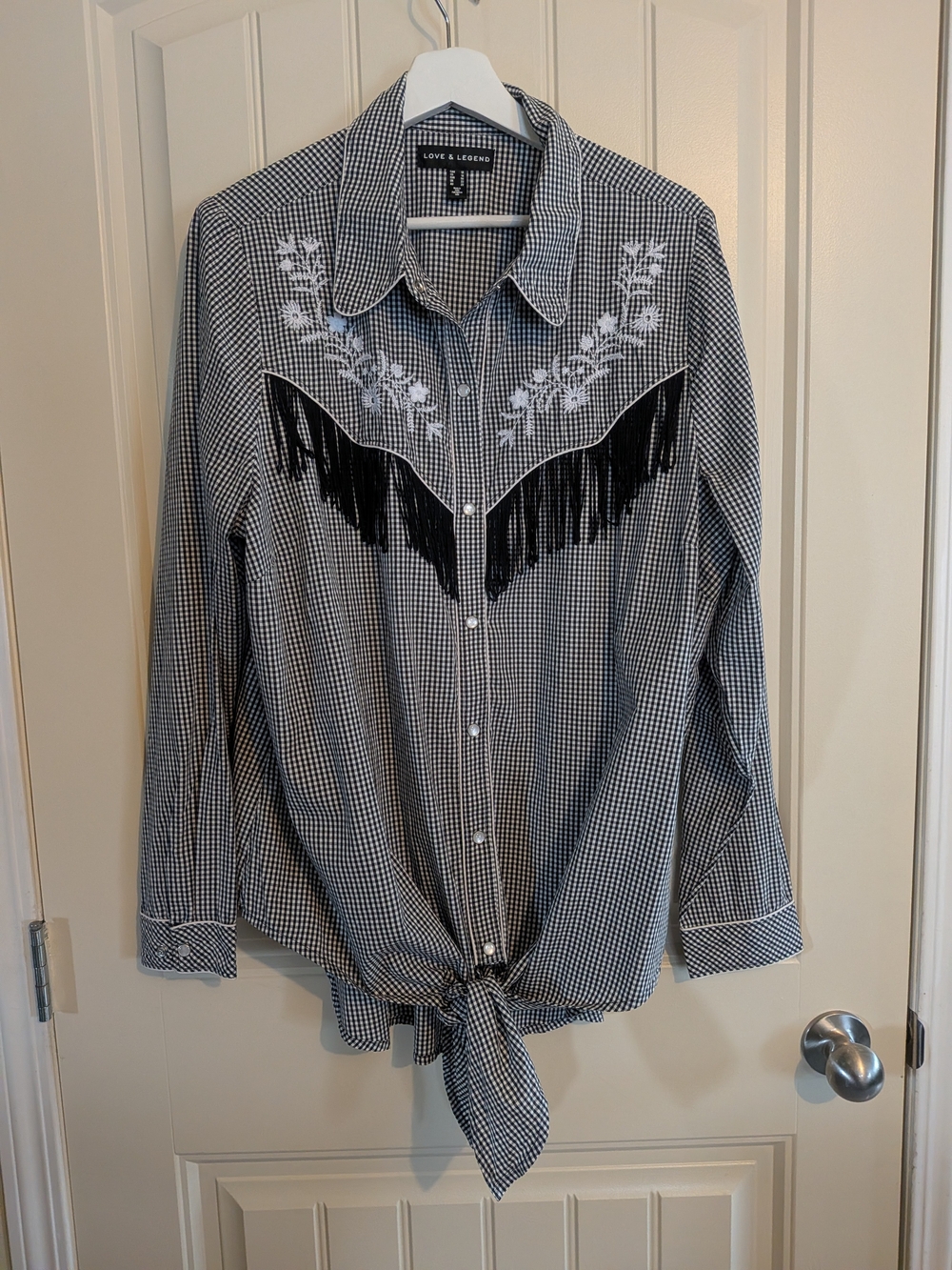 NWOT Love & Legend Tie-Front Shirt With Fringe Just in Time For Stampede!